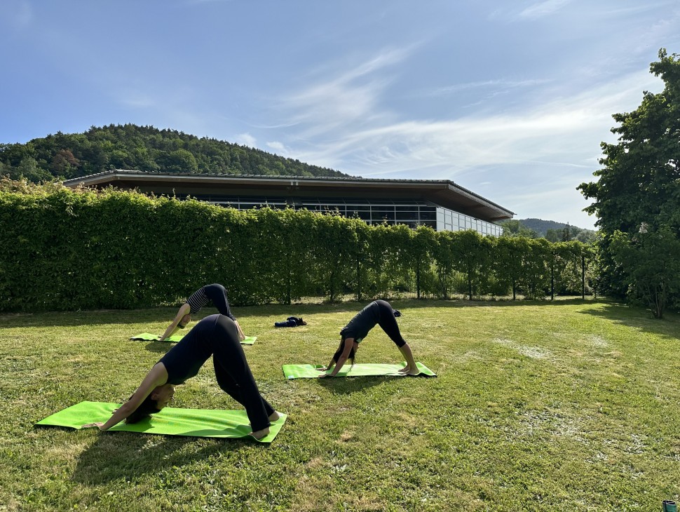 Yoga unterhalb der Toskana Therme Bad Schandau